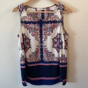 41 Hawthorn | floral paisley sleeveless blouse |Color: Blue/Pink | Size Medium